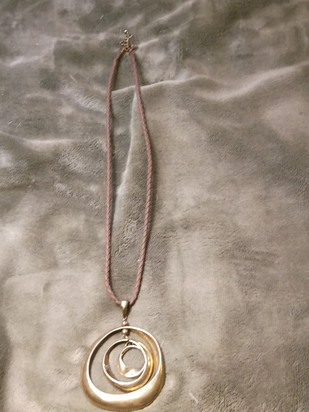 Silver Spiral Pendant Necklace on Mauve Cord